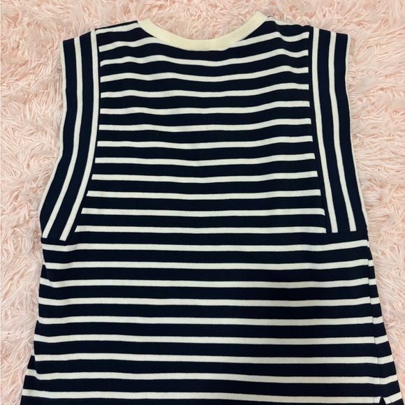 Striped navy and cream Zara knit cap sleeve tank blouse 👚 - Picture 2 of 5